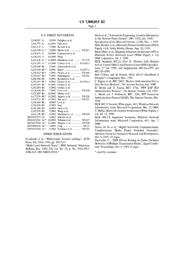 System and methods for providing physical location information and a location method used in discovering the physical location information to an application on a computing device - US Patent 7000015 - Page 2